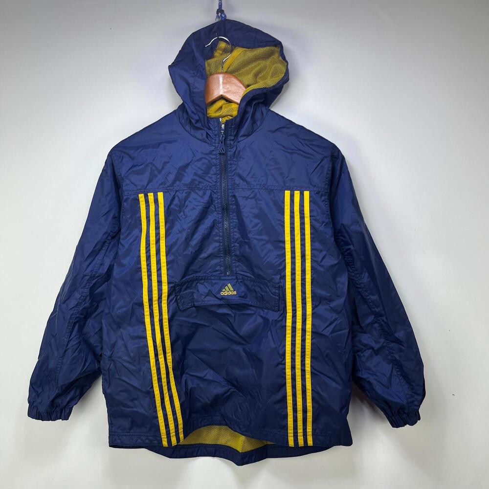 Vintage 90s Adidas Anorak Hooded Jacket Youth Large